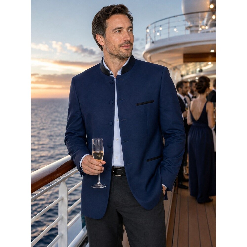 ELEGANTE GENTILUOMO Designed in Italy Blazer Men's Sz 48R Jacket Navy Blue